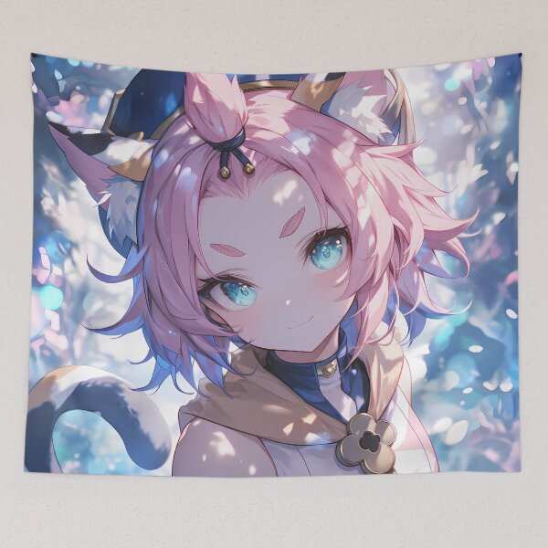 Item preview, Diona Genshin Impact Cute Catgirl Pink Hair Snowy Sparkle designed and sold by TanglenRabbit.