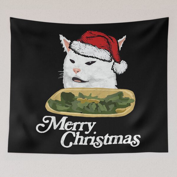 Item preview, Funny Arguing White Cat Meme in Santa Hat Christmas designed and sold by hqmofoo35.