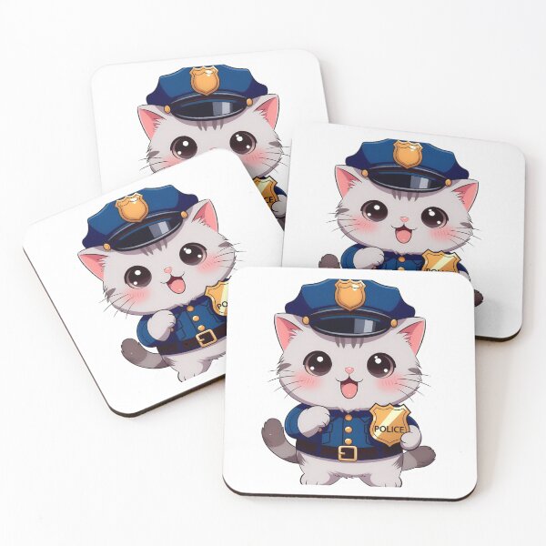 Item preview, Cute Kawaii Police Cat Badge Sticker Funny designed and sold by Hafcishop.