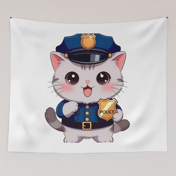 Item preview, Cute Kawaii Police Cat Badge Sticker Funny designed and sold by Hafcishop.