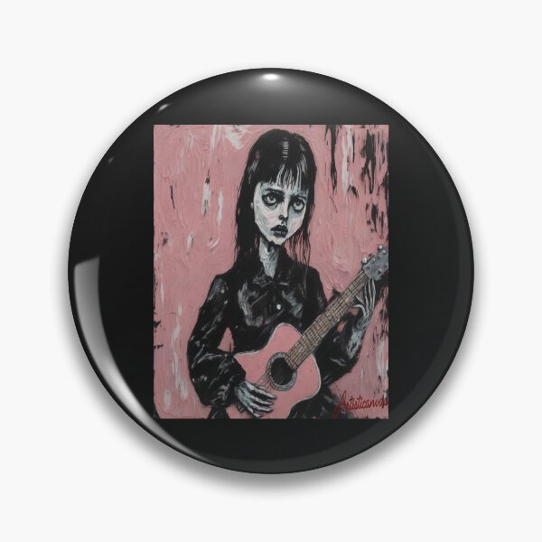 Item preview, Dark Grunge Portrait of Kat Bjelland with Guitar designed and sold by Artisticanvas.