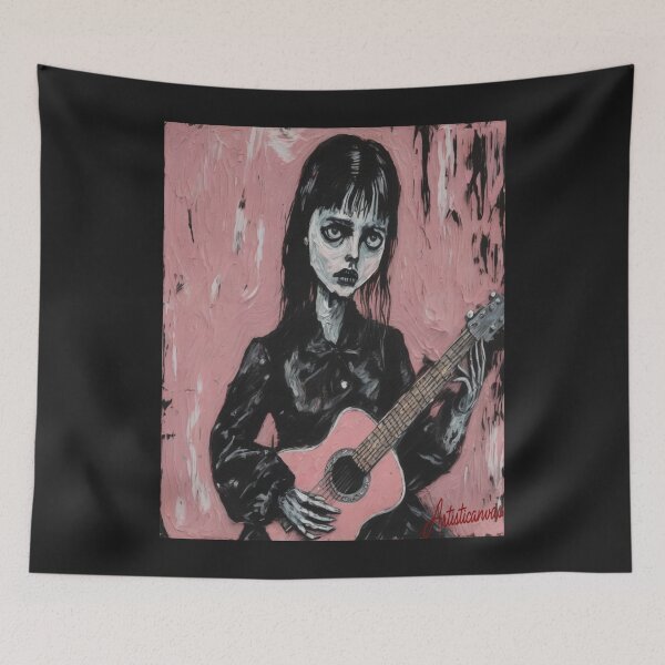 Item preview, Dark Grunge Portrait of Kat Bjelland with Guitar designed and sold by Artisticanvas.