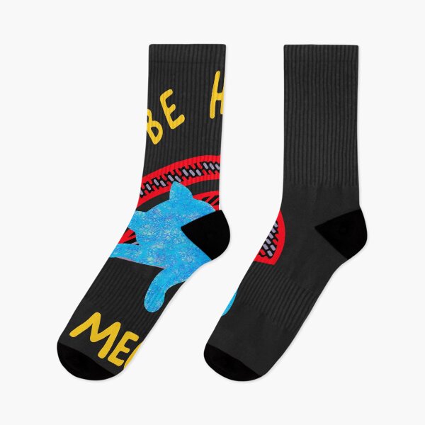 Item preview, "be here meow" blue cat and red arch design designed and sold by thelivingrp.
