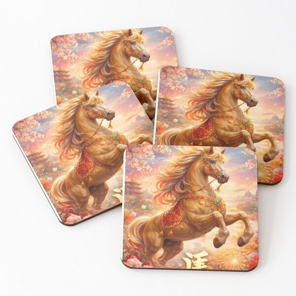 Item preview, Year of the Horse Chinese Zodiac Golden Horse Art | Lunar New Year Aesthetic Design designed and sold by Bhaskar Digital Art.