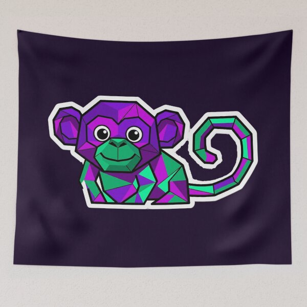 Item preview, Minimalist Purple Monkey – Emerald Ape Sticker for Digital Art Lovers designed and sold by bsbd-action.