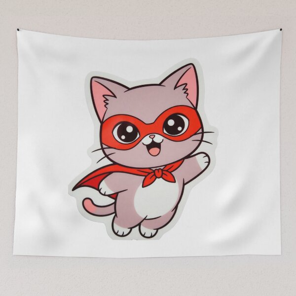 Item preview, Cute Kawaii Superhero Cat Cape Mask Sticker designed and sold by Hafcishop.