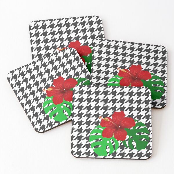Item preview, Abstract - Hibiscus & Houndstooth designed and sold by Qalam&Pixel.