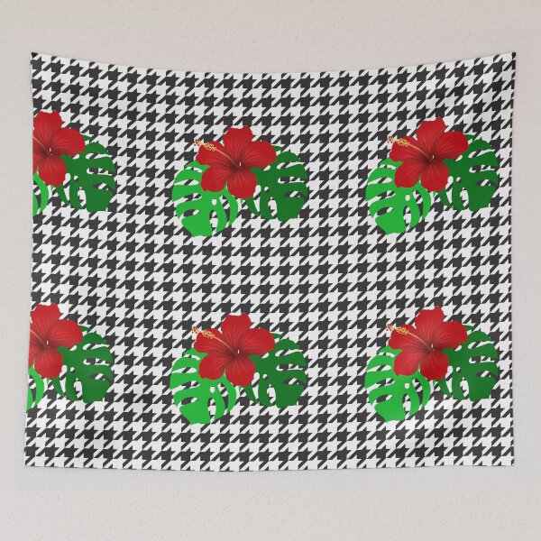 Item preview, Abstract - Hibiscus & Houndstooth designed and sold by Qalam&Pixel.
