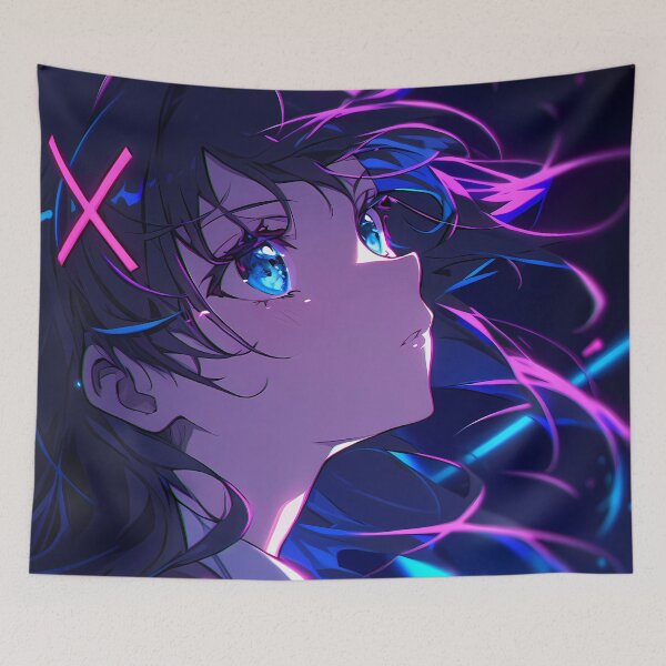 Item preview, Saten Ruiko A Certain Scientific Railgun Neon Cyberpunk Blue Glow designed and sold by PMartistStudio.