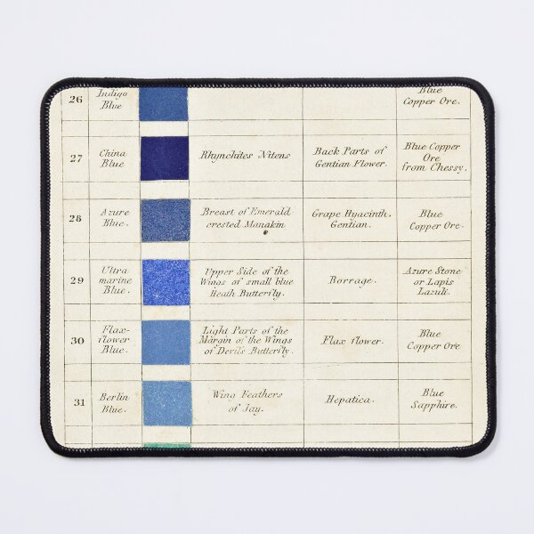Item preview, Color chart of blues by Patrick Syme for "Werner’s Nomenclature of Colours: Adapted to Zoology, Botany, Chemistry, Mineralogy, Anatomy, and the Arts" (1821) designed and sold by mariapopova.