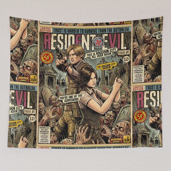 Item preview, Resident Evil 6 Leon and Helena Retro Comic Cover Art designed and sold by Back2Collage.