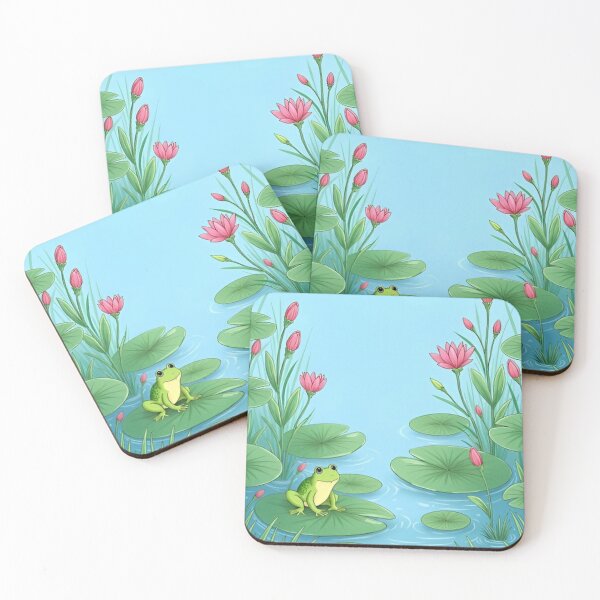 Item preview, Cute Frog Pond Watercolor | Lily Pad Garden Scene designed and sold by Debbie Schulte.