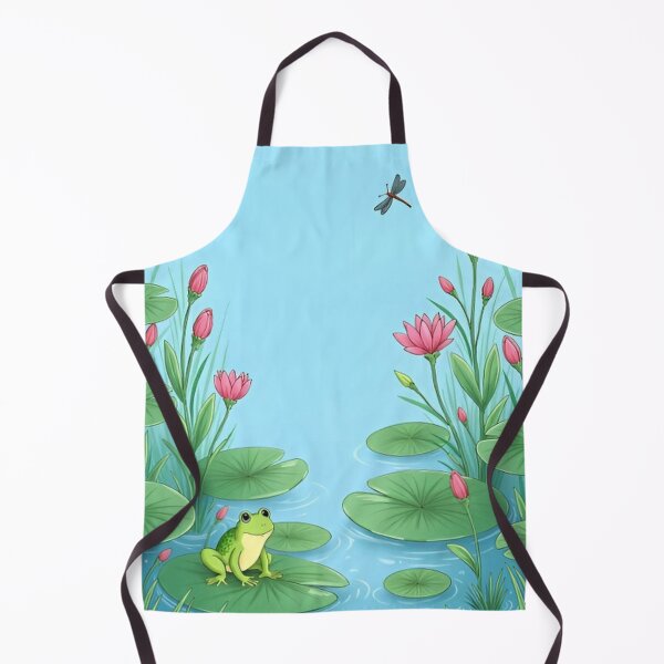 Item preview, Cute Frog Pond Watercolor | Lily Pad Garden Scene designed and sold by Debbie Schulte.