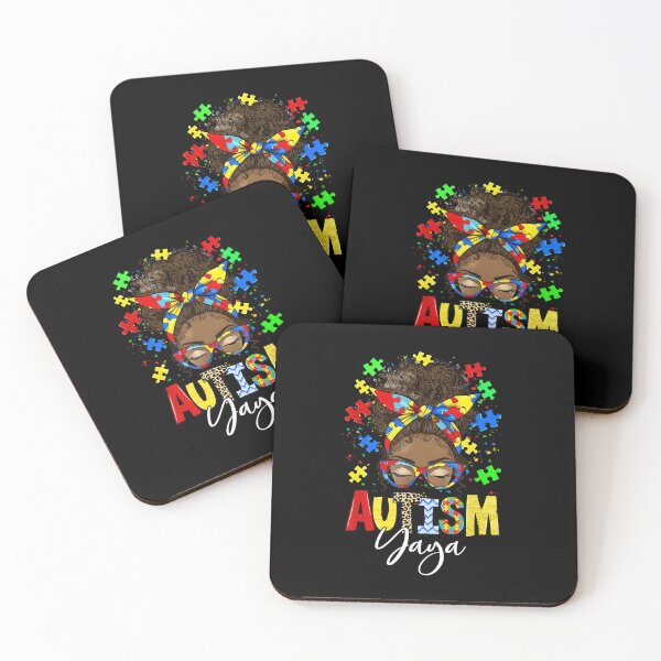 Item preview, Autism Awareness Support Yaya Afro Messy Bun Black Women designed and sold by ElaineOSantamar.
