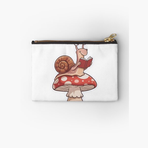 Item preview, A cartoon snail sitting on a mushroom reading a book on transparent background designed and sold by Creative88Art.
