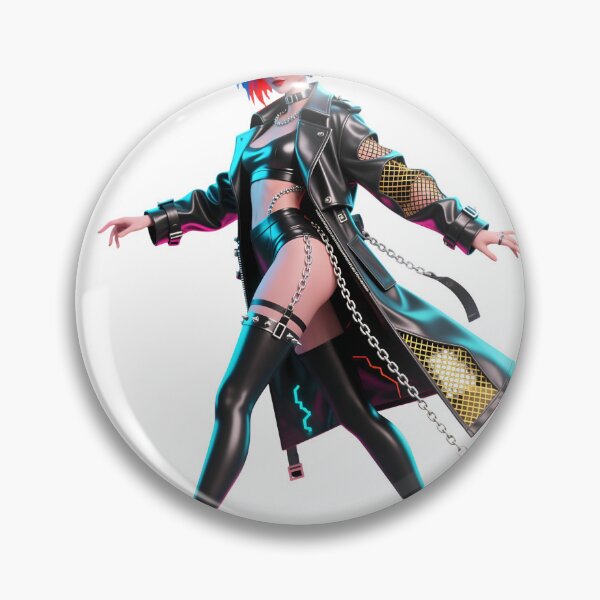 Artikelvorschau, Eine futuristisch anmutende Frau in schwarzem Lederoutfit steht selbstbewusst vor transparentem Hintergrund. entworfen und verkauft von Creative88Art.