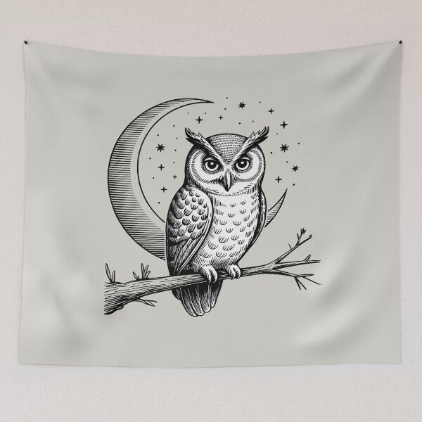 Item preview, Vintage Owl Etching - Dark Academia Botanical Print designed and sold by ArthousePromos.