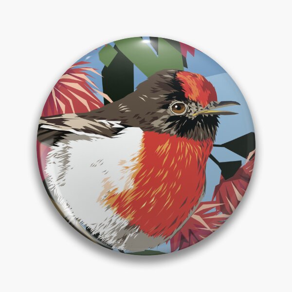 Item preview, Australian Red Capped Robin in Eucalyptus tree designed and sold by Ira Mitchell.