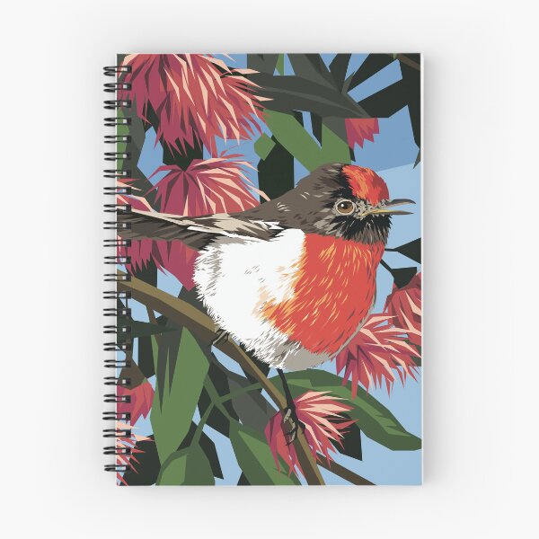 Item preview, Australian Red Capped Robin in Eucalyptus tree designed and sold by Ira Mitchell.