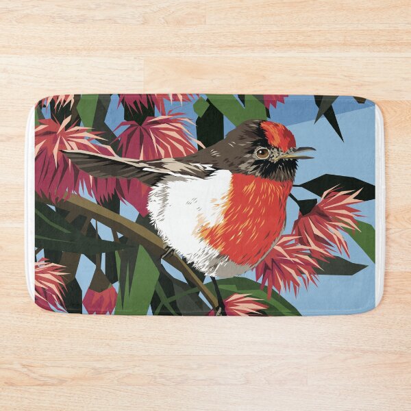 Item preview, Australian Red Capped Robin in Eucalyptus tree designed and sold by Ira Mitchell.