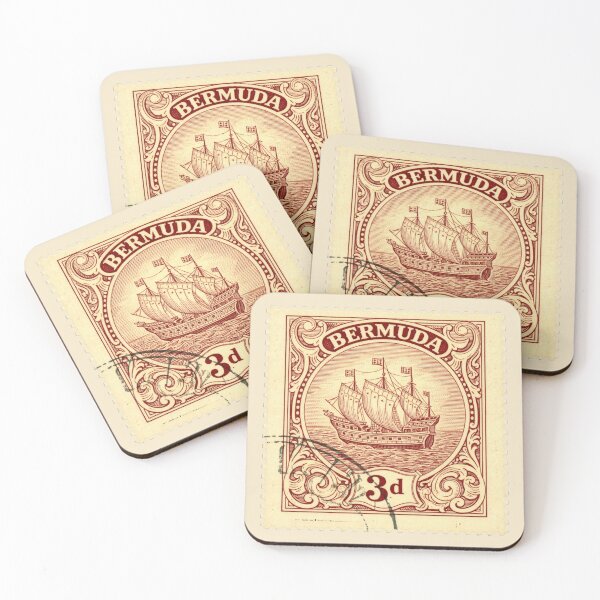 Item preview, Bermuda Vintage Ship Postage Stamp designed and sold by Myra365Art.