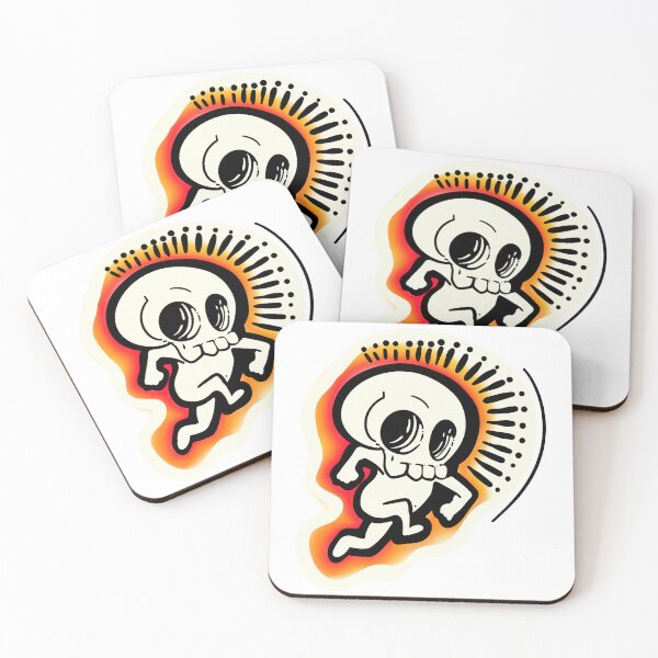 Item preview, Cute Running Skeleton with Fiery Aura Sticker Art designed and sold by immortalmoonimp.