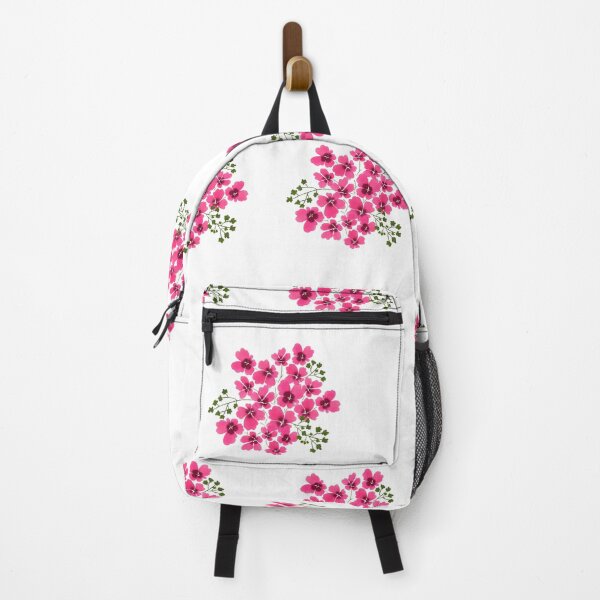 Item preview, Elegant Seamless Floral Pattern Featuring Clusters of Vibrant Magenta Pink Flowers with Delicate Green Foliage on a Solid Black Background designed and sold by Jutharat2536.