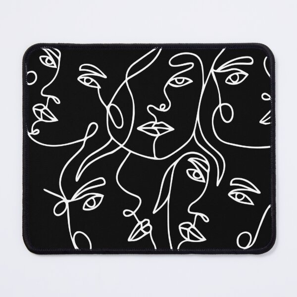 Item preview, Five Female's Faces White Line Art On Black designed and sold by DEC02.