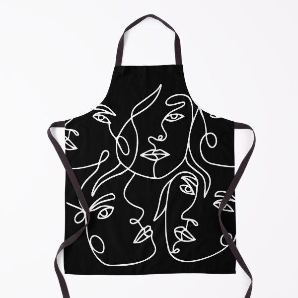 Item preview, Five Female's Faces White Line Art On Black designed and sold by DEC02.