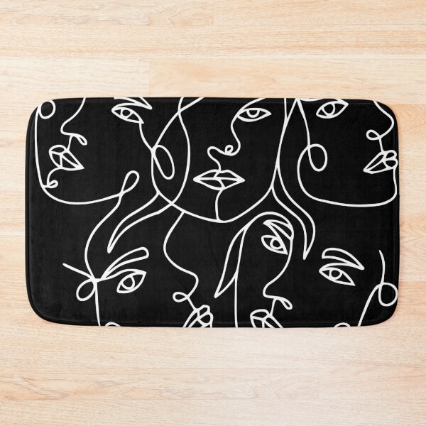 Item preview, Five Female's Faces White Line Art On Black designed and sold by DEC02.