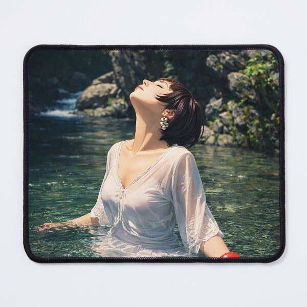Item preview, Ethereal River Serenity – Woman in Crystal Clear Water, Sunlit Nature Dreamscape designed and sold by clipboxjp.