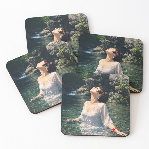 Item preview, Ethereal River Serenity – Woman in Crystal Clear Water, Sunlit Nature Dreamscape designed and sold by clipboxjp.