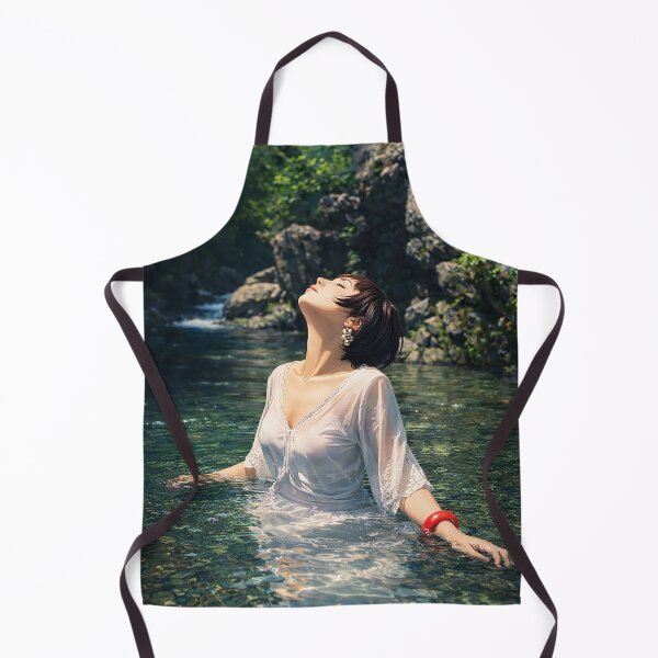 Item preview, Ethereal River Serenity – Woman in Crystal Clear Water, Sunlit Nature Dreamscape designed and sold by clipboxjp.