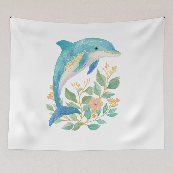 Item preview, Dolphin Illustration – Minimal Ocean Animal Art with Coastal Aesthetic designed and sold by BobaBunny76.