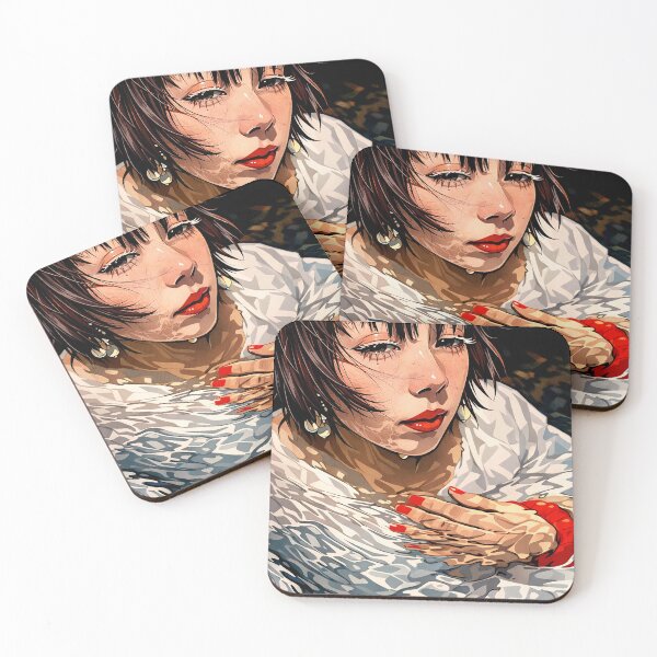 Item preview, Crimson Touch in Water – Anime Style Wet Portrait with Red Nails and Liquid Light designed and sold by clipboxjp.