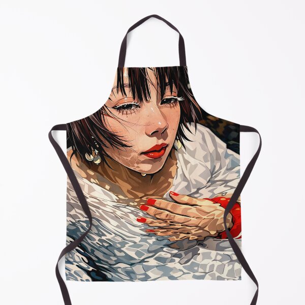 Item preview, Crimson Touch in Water – Anime Style Wet Portrait with Red Nails and Liquid Light designed and sold by clipboxjp.