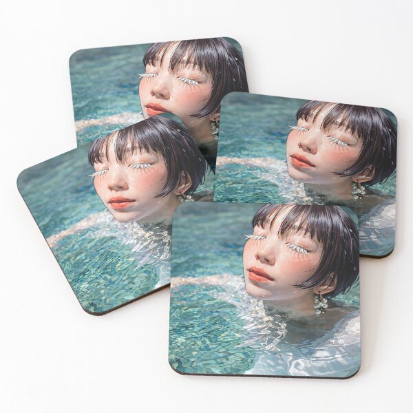 Item preview, Liquid Dream Portrait – Ethereal Woman with White Lashes in Crystal Water designed and sold by clipboxjp.