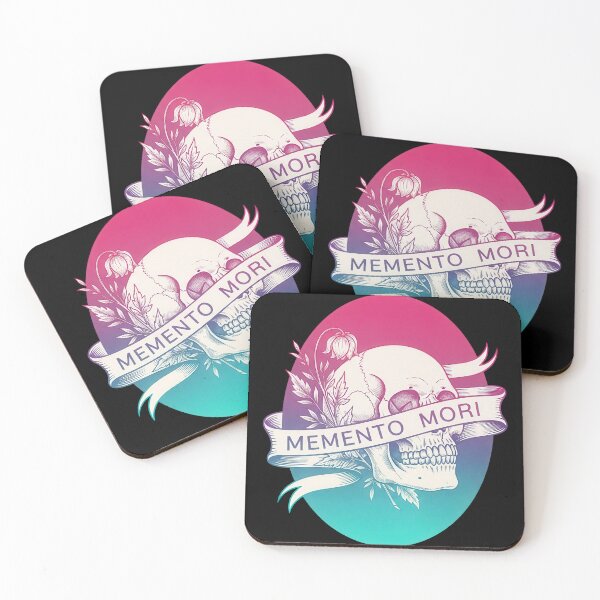 Item preview, Memento Mori Pink Skull on gradient with Dead Leaves designed and sold by nuel-art.