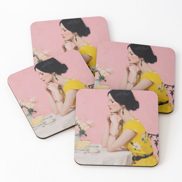 Item preview, Coffee and Cake, Young Woman Sitting At Table designed and sold by vintagevivian.