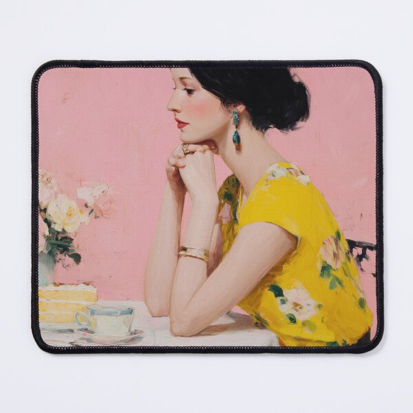 Item preview, Coffee and Cake, Young Woman Sitting At Table designed and sold by vintagevivian.