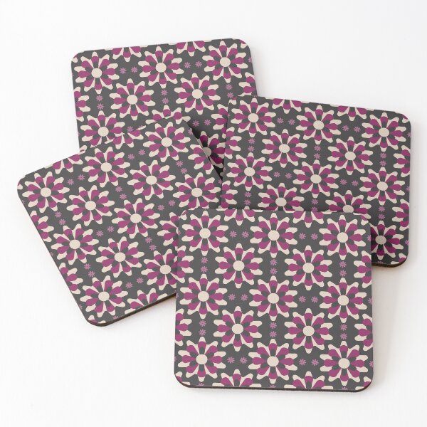 Item preview, Retro Boho Floral Mandala Pattern - Plum, Cream, and Charcoal Geometric Tile designed and sold by The Queer Designer.