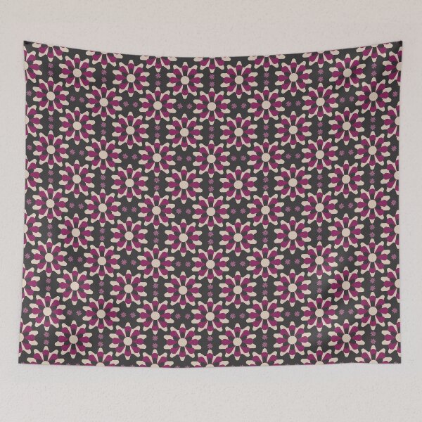 Item preview, Retro Boho Floral Mandala Pattern - Plum, Cream, and Charcoal Geometric Tile designed and sold by The Queer Designer.