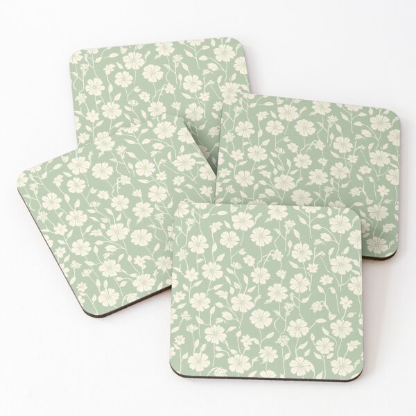 Item preview, Cream Flower Pattern Design On Mint Green Background designed and sold by burbankdesigns.