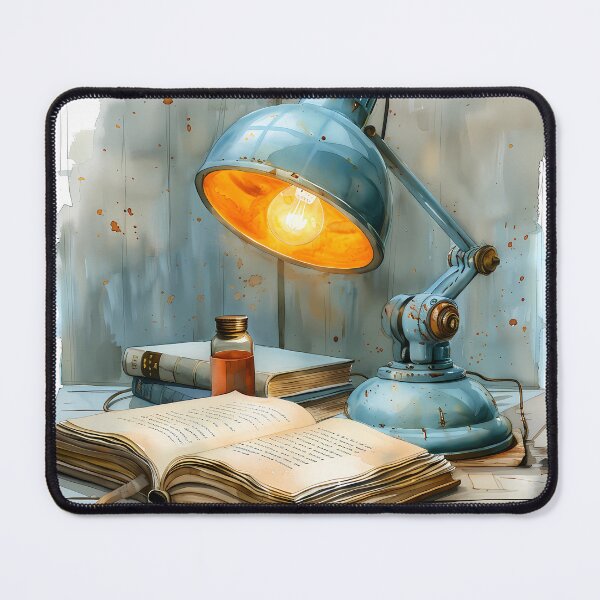 Item preview, Midnight Study - Cozy Vintage Lamp & Book Watercolor Art designed and sold by VineVibe16Studio.