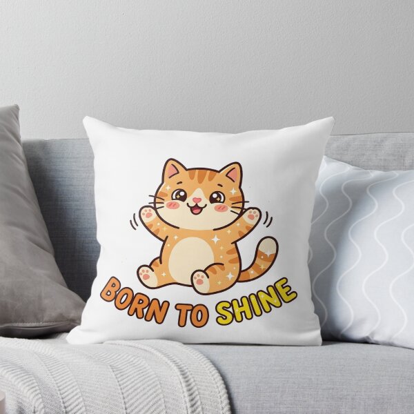 Item preview, Cute Cat Born To Shine Kids T-Shirt – Adorable Cartoon Cat designed and sold by DIRTYSKETCHH.