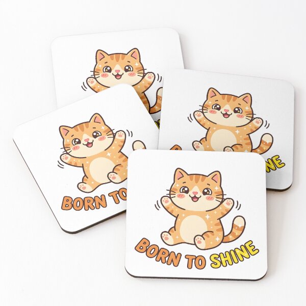 Item preview, Cute Cat Born To Shine Kids T-Shirt – Adorable Cartoon Cat designed and sold by DIRTYSKETCHH.