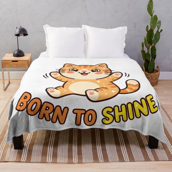 Item preview, Cute Cat Born To Shine Kids T-Shirt – Adorable Cartoon Cat designed and sold by DIRTYSKETCHH.