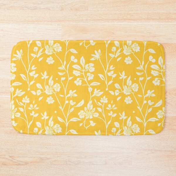 Item preview, Cream Flower Pattern On Bright Yellow Background designed and sold by burbankdesigns.