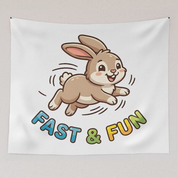 Item preview, Cute Bunny Fast and Fun Kids T-Shirt – Funny Rabbit Cartoon designed and sold by DIRTYSKETCHH.