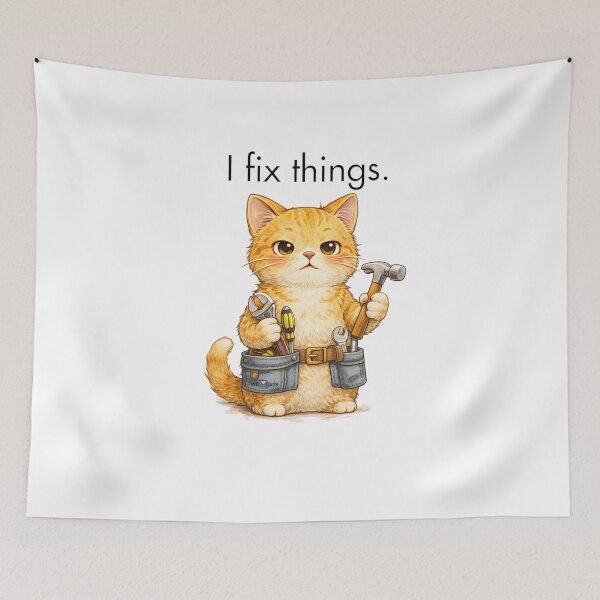 Item preview, Cute Handyman Cat – I Fix Things designed and sold by WeLoveCatss.